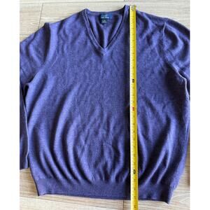 Brooks Brothers 346 Merino Wool Sweater Eggplant V-Neck Pullover Knit XL